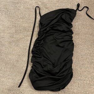Black Scrunched Mini Dress